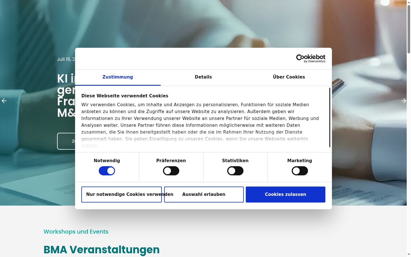 Kuvakaappaus suostumusbannerista, joka näytettiin ennen mitään vuorovaikutusta