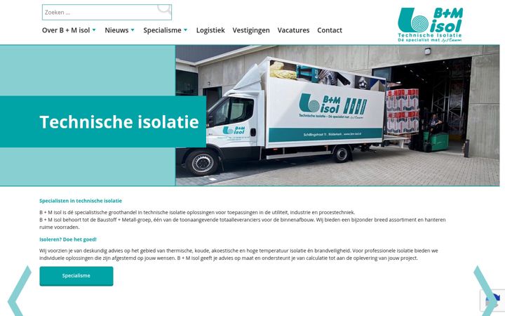 Screenshot van bm-isol.nl