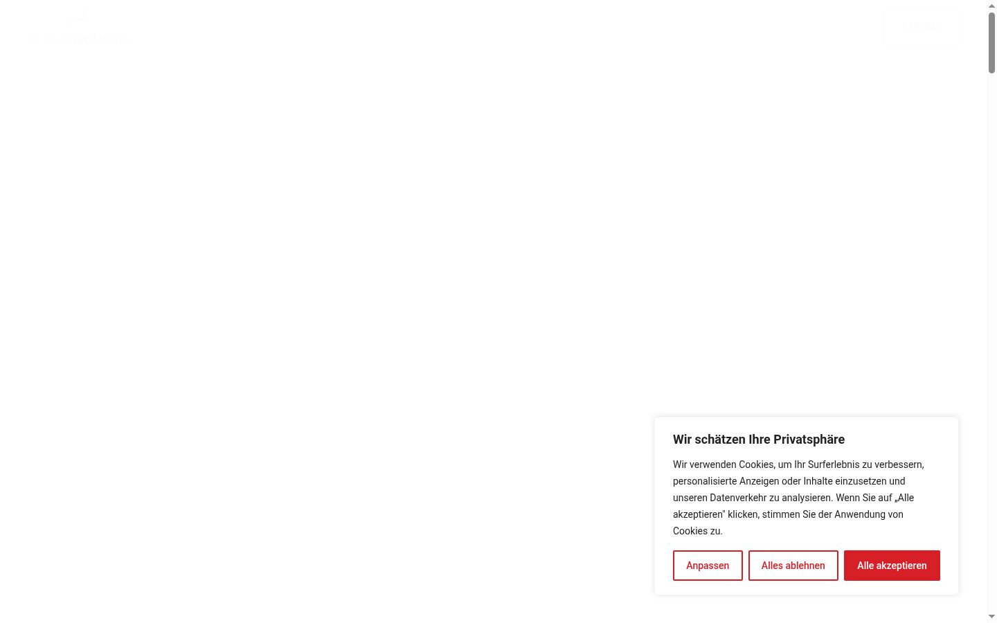 Screenshot des Einwilligungsbanners vor jeglicher Interaktion
