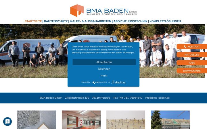 Zrzut ekranu bma-baden.de