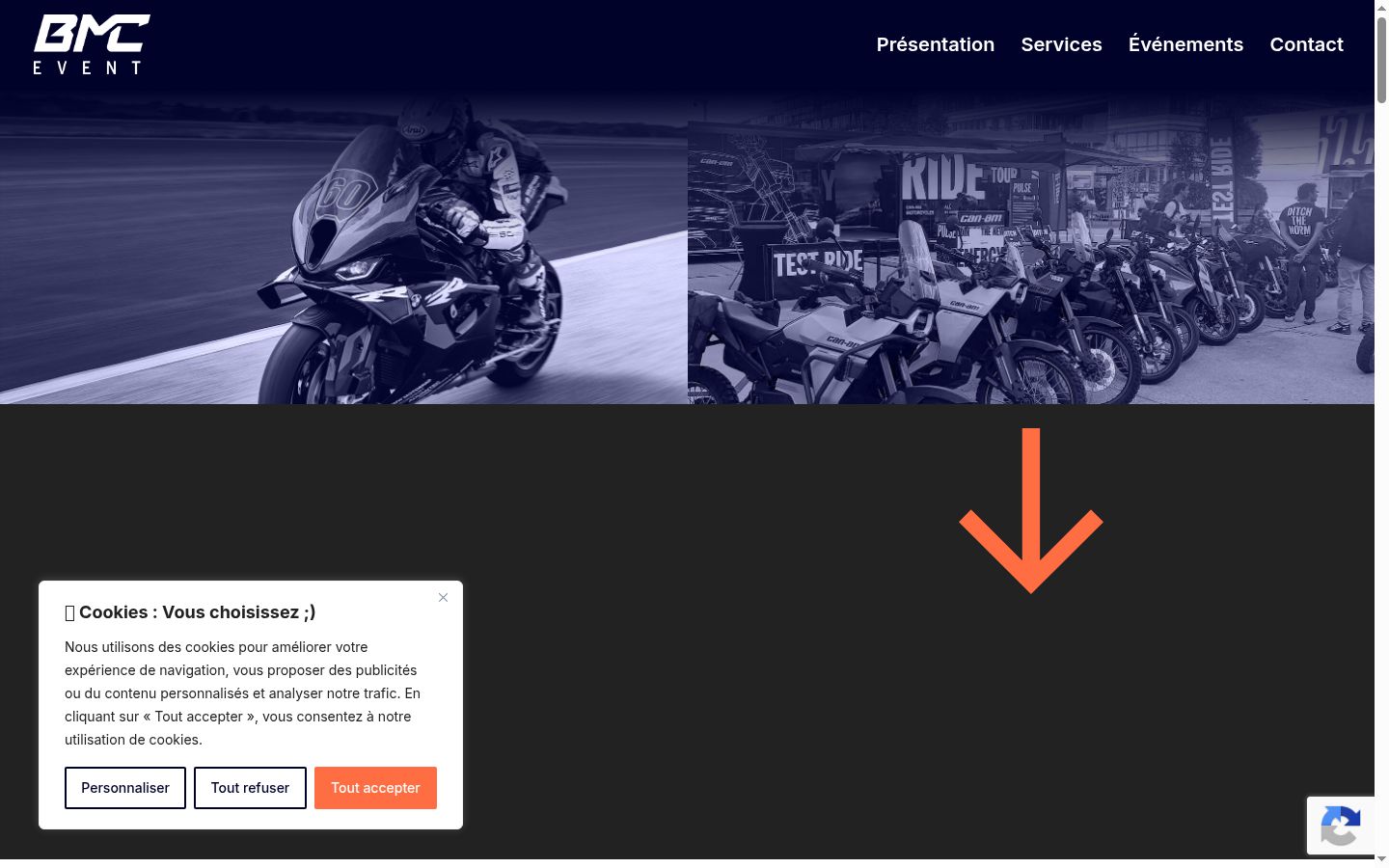 Capture d'écran de la bannière de consentement affichée avant toute interaction