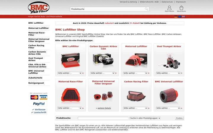 Screenshot of bmc-sportluftfilter.de