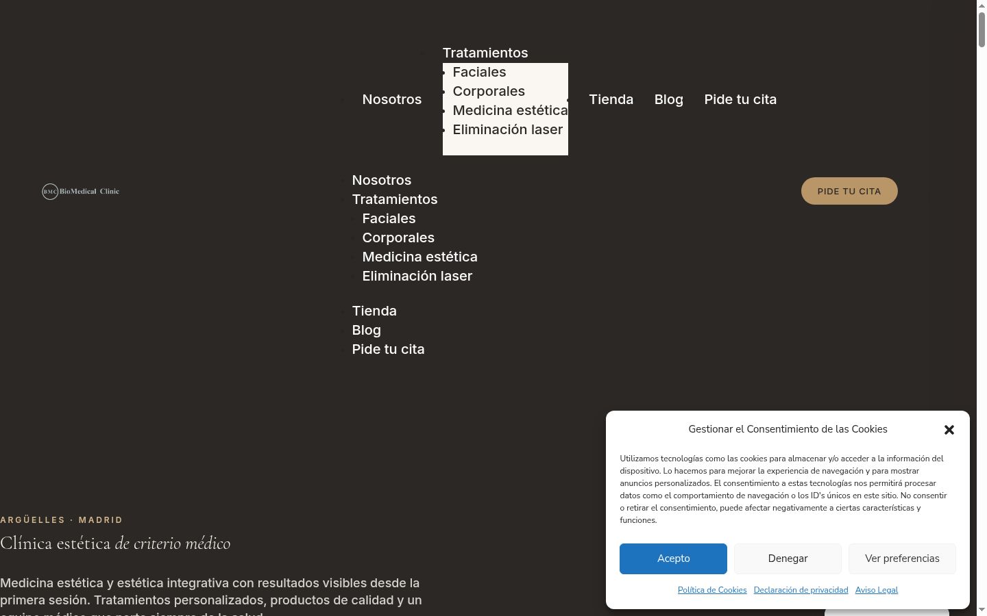 Capture d'écran de la bannière de consentement affichée avant toute interaction