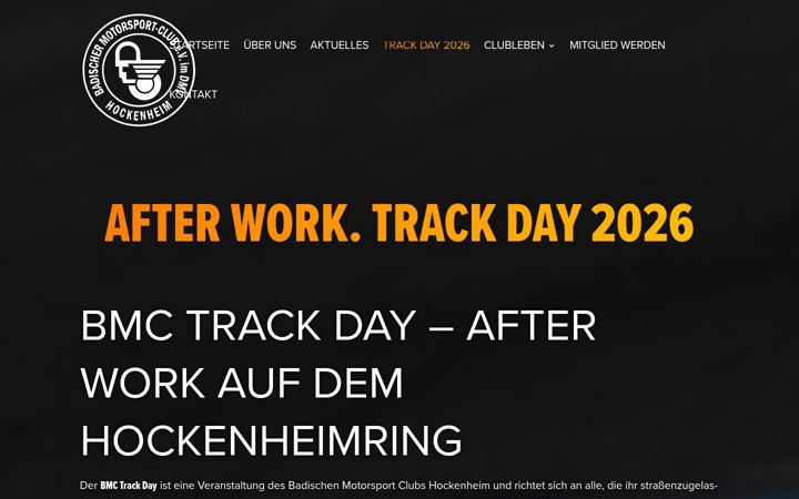 Screenshot van bmctrackdays.de