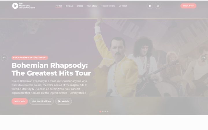Screenshot of bmentertainment.com.au