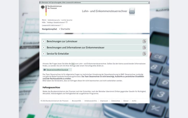 Screenshot van bmf-steuerrechner.de