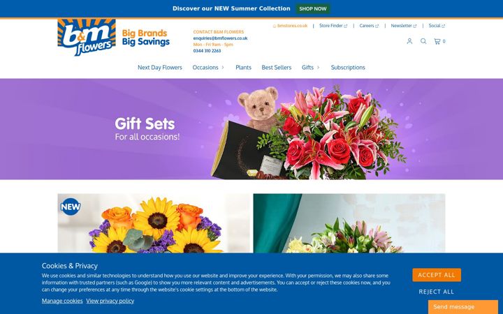 Screenshot stránky bmflowers.co.uk