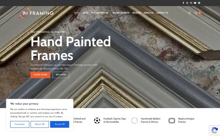 Screenshot of bmframing.com