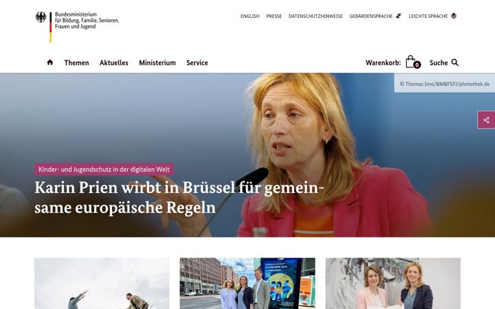 Snímek obrazovky bmfsfj.de