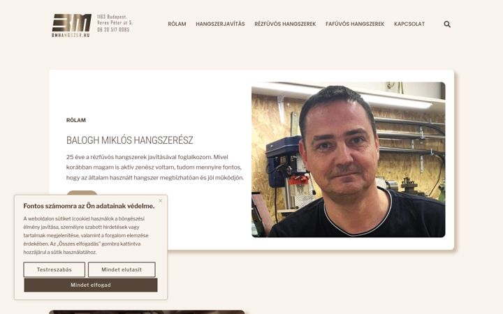 Screenshot of bmhangszer.hu