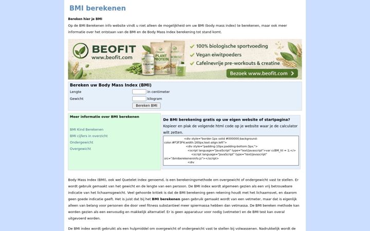 Screenshot of bmiberekenen.info