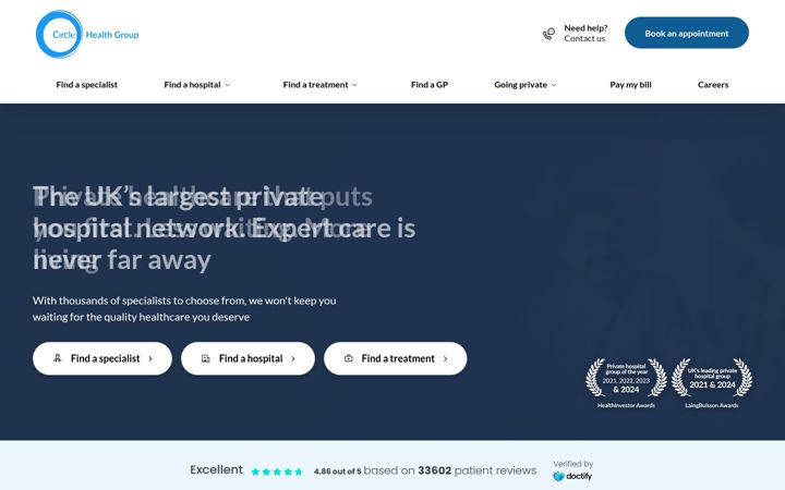 Screenshot of bmihealthcare.co.uk