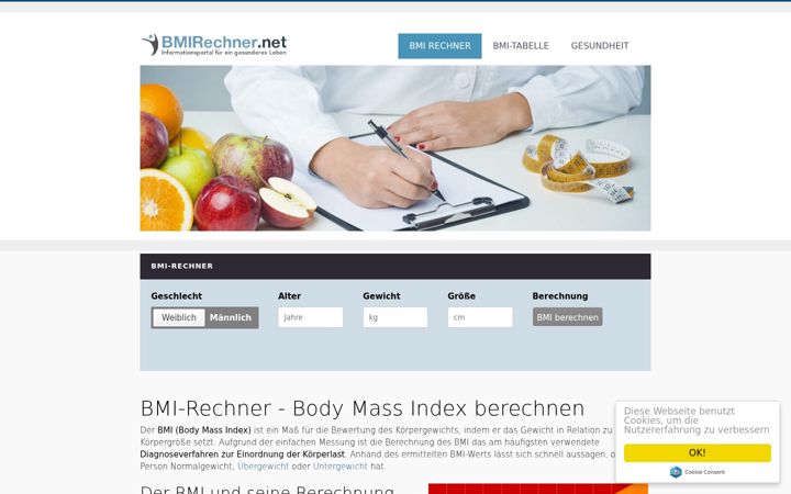 Screenshot of bmirechner.net