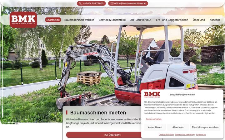 Snimka zaslona za bmk-baumaschinen.at