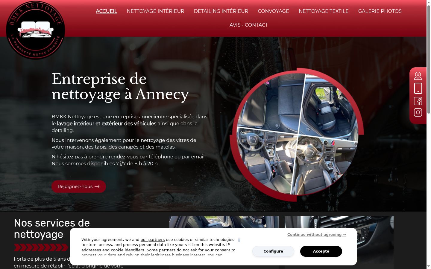 Capture d'écran de la bannière de consentement affichée avant toute interaction