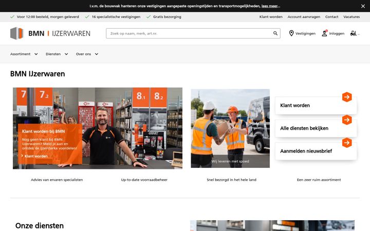 Screenshot of bmnijzerwaren.nl