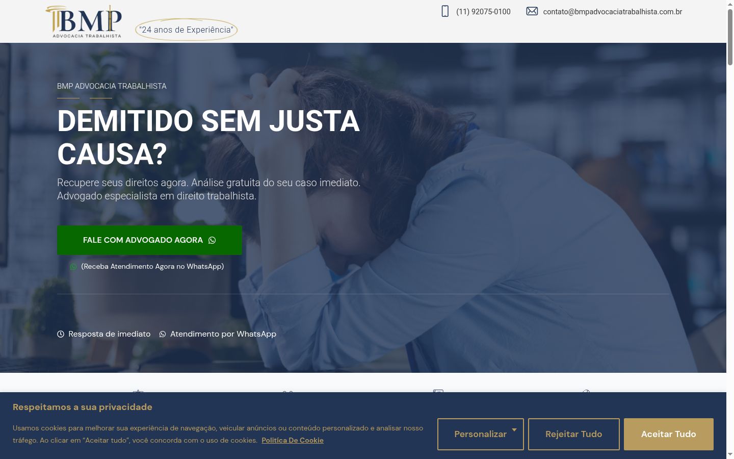 Captura de pantalla del banner de consentimiento mostrado antes de cualquier interacción