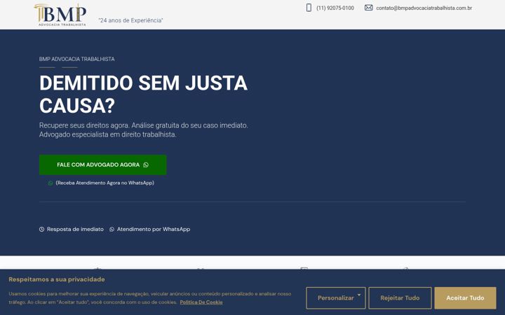 Screenshot of bmpadvocaciatrabalhista.com.br