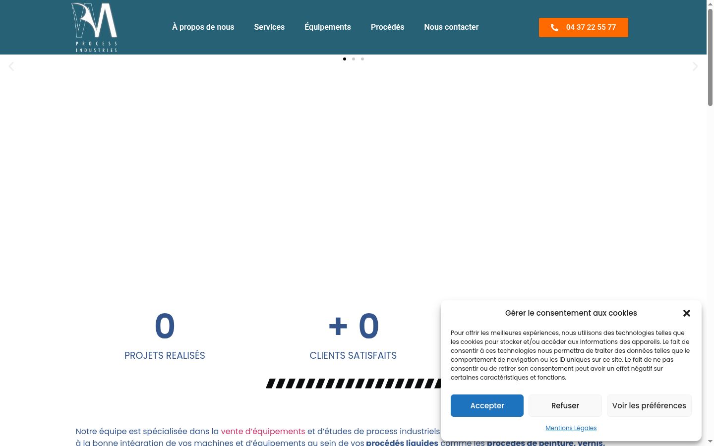 Capture d'écran de la bannière de consentement affichée avant toute interaction