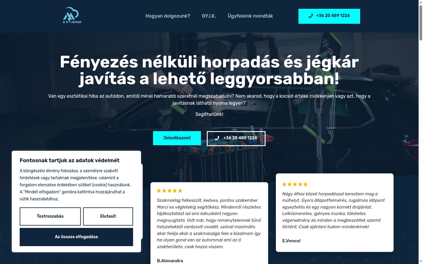 Képernyőkép a bármilyen interakció előtt megjelenő hozzájárulási bannerről