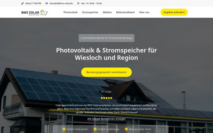 Екранна снимка на bms-solar.de