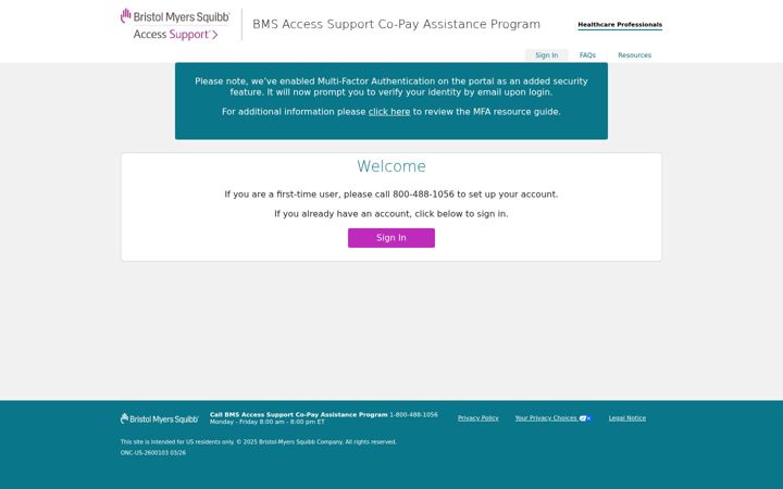 Screenshot of bmsaccesssupportcopayportal.com