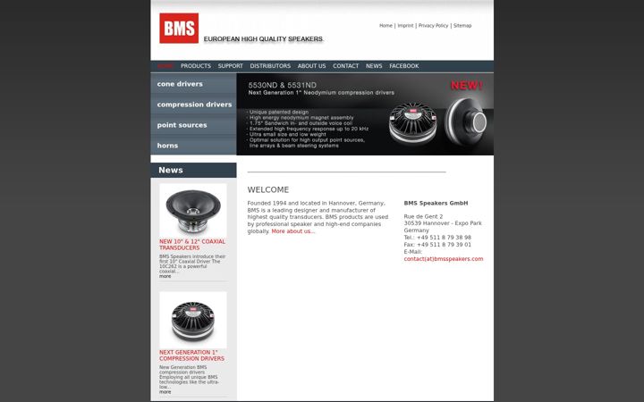 Screenshot of bmsspeakers.com