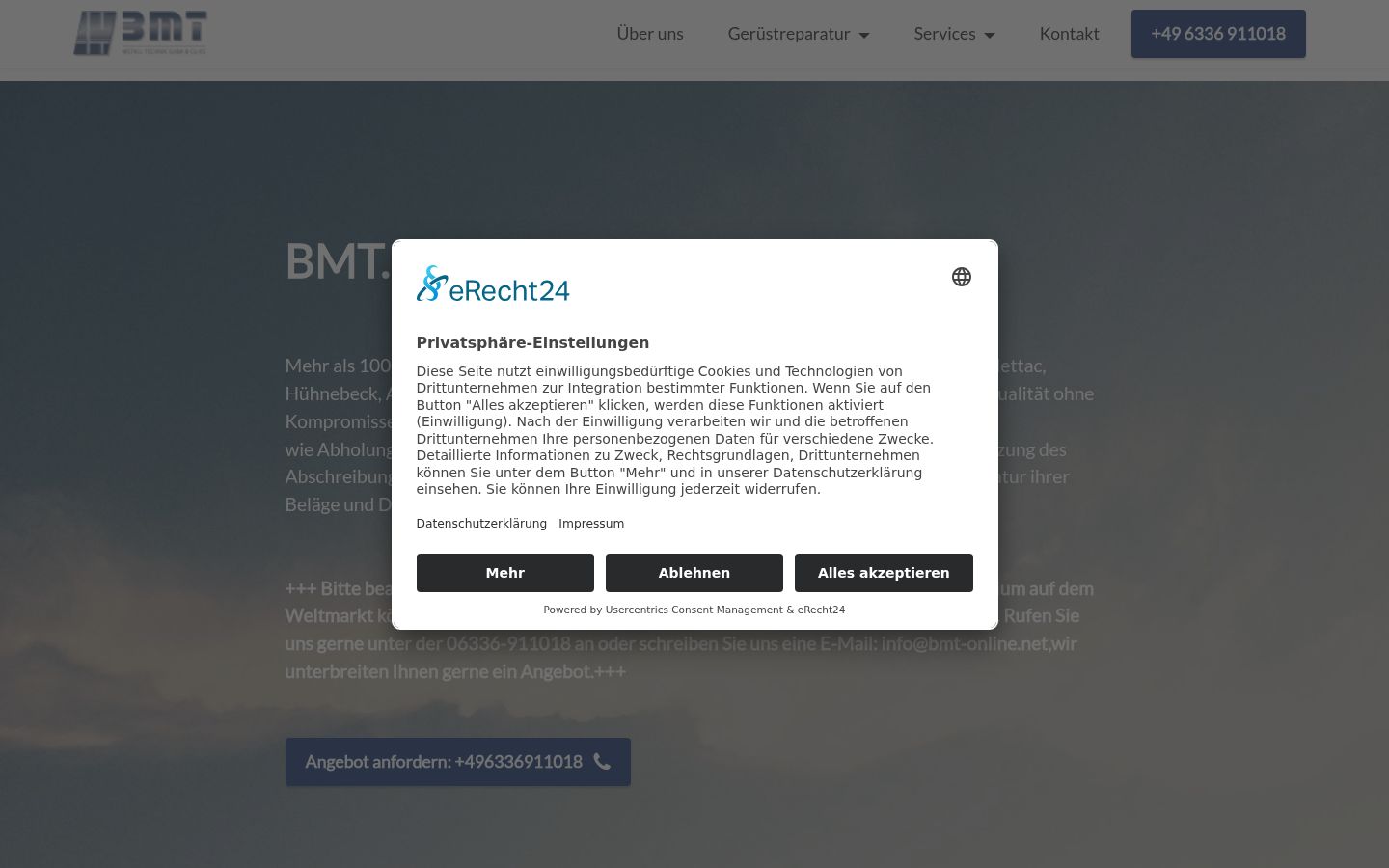 Captura de pantalla del banner de consentimiento mostrado antes de cualquier interacción