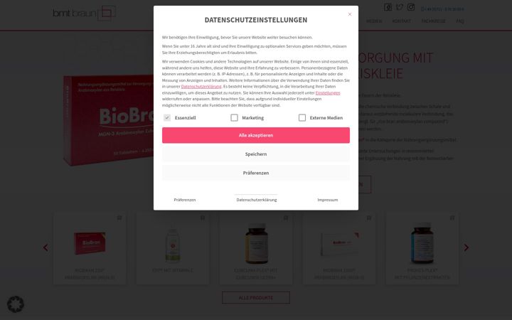 Snímek obrazovky bmtbraun.de
