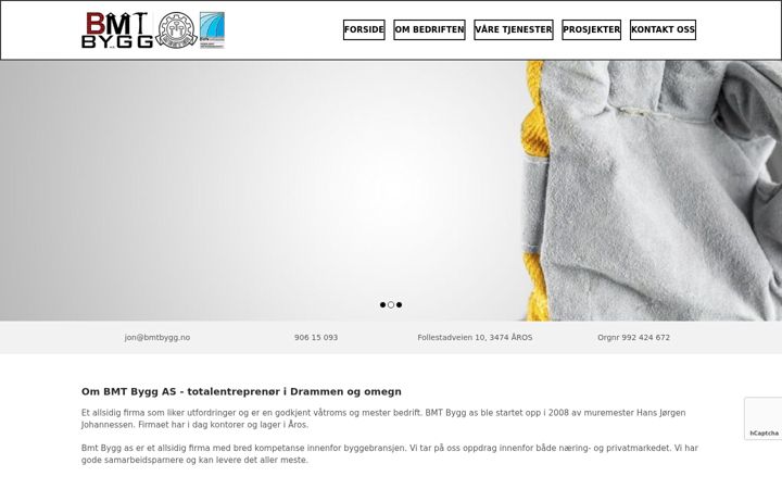 Screenshot of bmtbygg.no