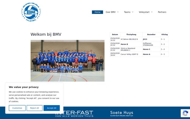 Screenshot of bmv-volleybal.be