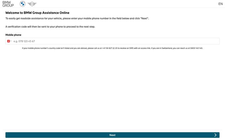 Screenshot of bmw-assistance.ch