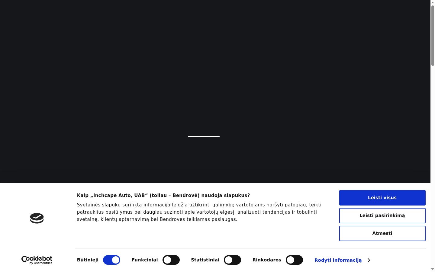Skærmbillede af samtykkebanneret, som det blev vist før nogen interaktion