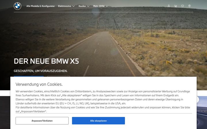 Screenshot of bmw.ch