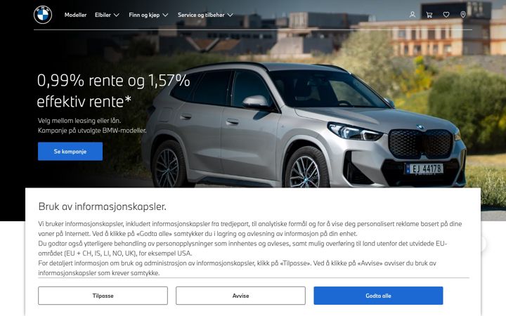 Screenshot of bmw.no