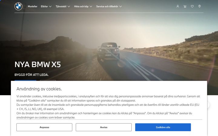 Screenshot of bmw.se