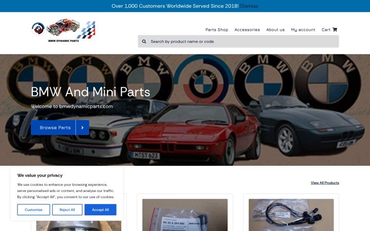 Screenshot of bmwdynamicparts.com