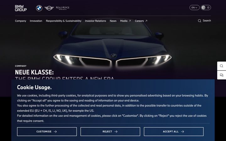 Screenshot von bmwgroup.com