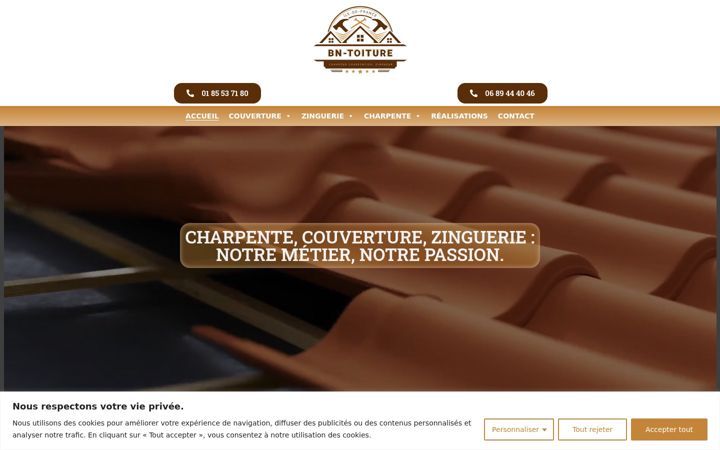 Képernyőkép: bn-toiture-91.fr