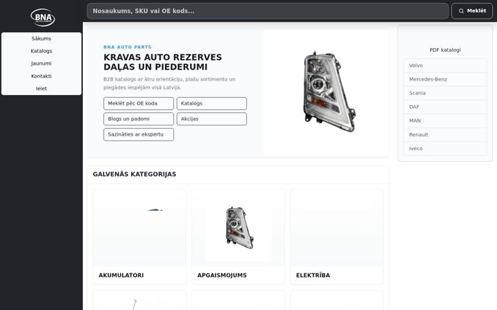 Screenshot of bnaautoparts.lv