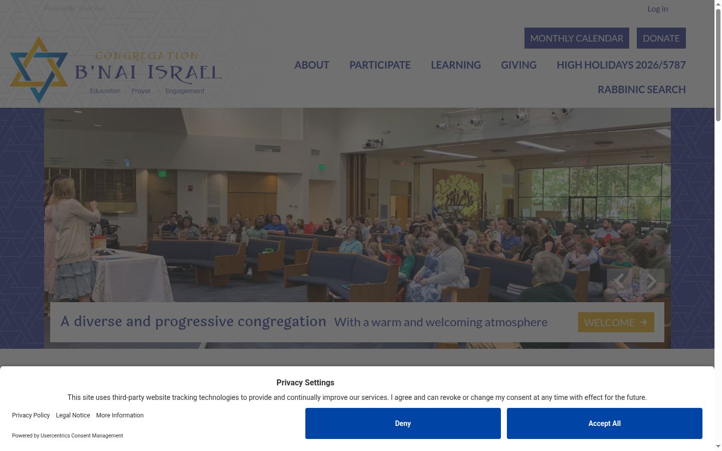 Screenshot del banner di consenso mostrato prima di qualsiasi interazione