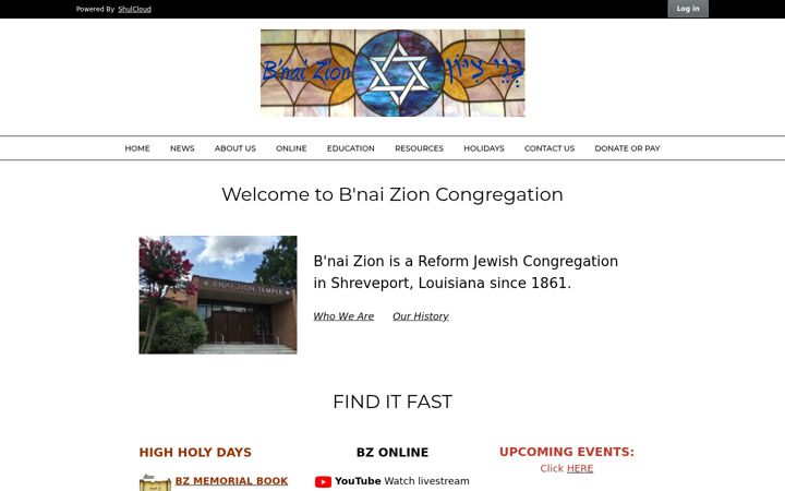 Screenshot of bnaizioncongregation.org