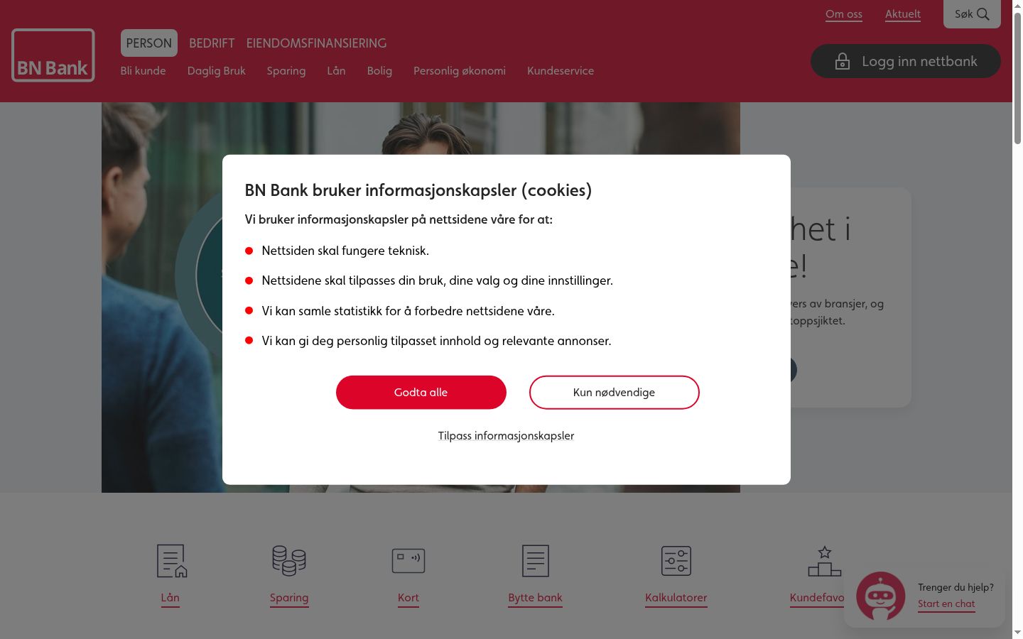 Screenshot of the consent banner shown before any interaction