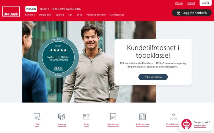 Screenshot of bnbank.no