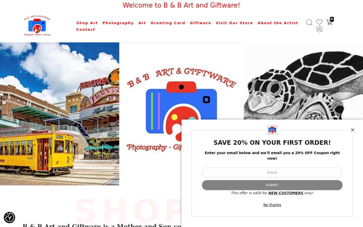 Screenshot of bnbartandgiftware.com