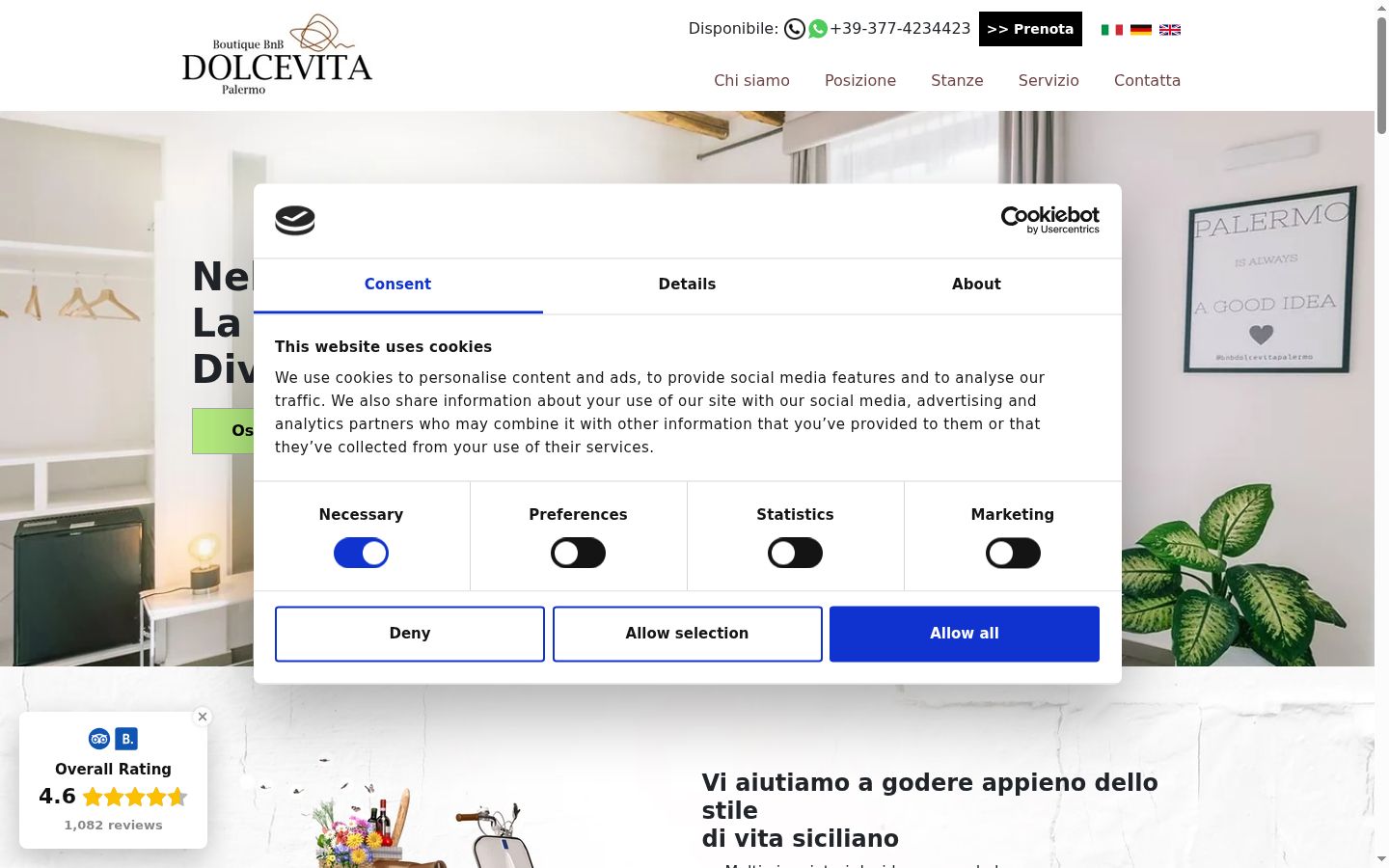 Screenshot of the consent banner shown before any interaction