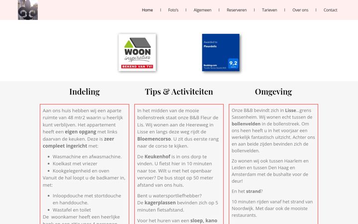 Screenshot of bnbfleurdelis.nl