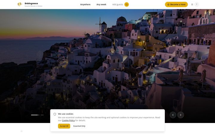 Screenshot of bnbingreece.com