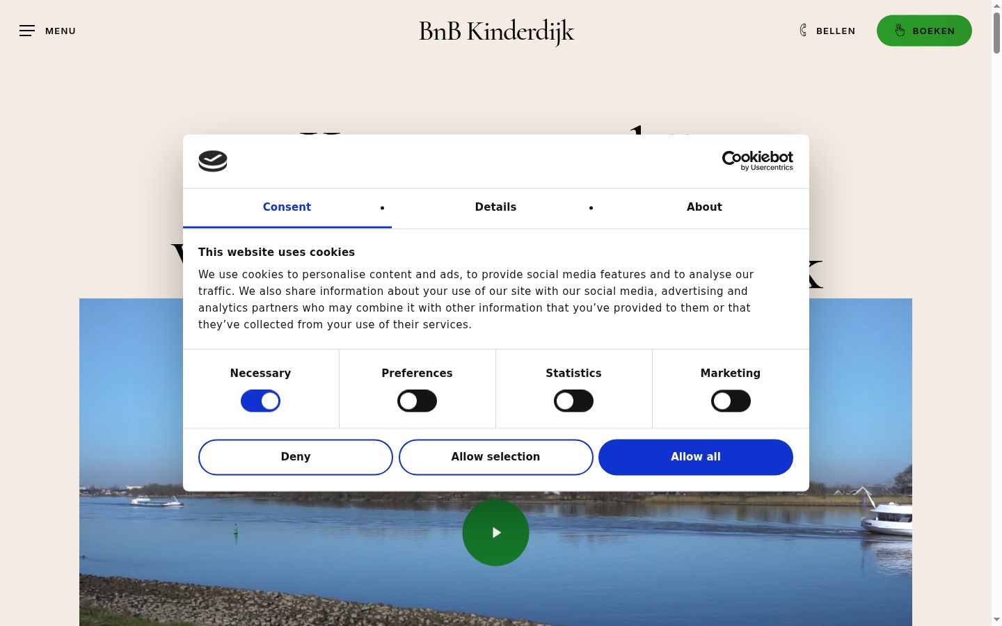 Screenshot del banner di consenso mostrato prima di qualsiasi interazione
