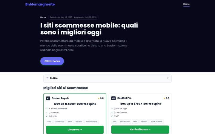 Screenshot of bnblemargherite.it